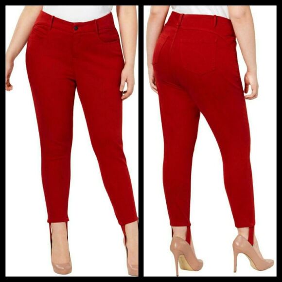 YSJ Red Skinny Stirrup Jeans Size 14W NWT - Picture 1 of 5
